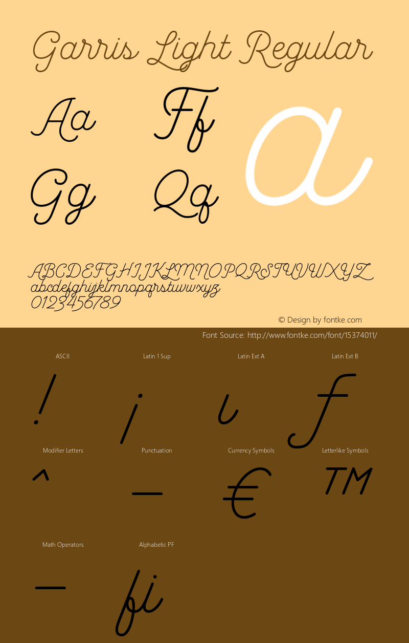Garris Light Regular Version 1.000 Font Sample