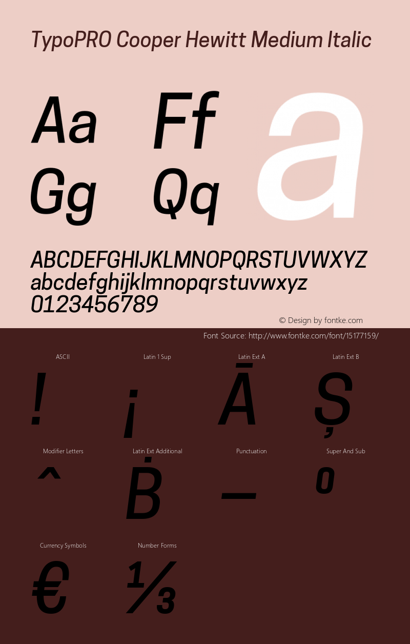 TypoPRO Cooper Hewitt Medium Italic 1.000 Font Sample