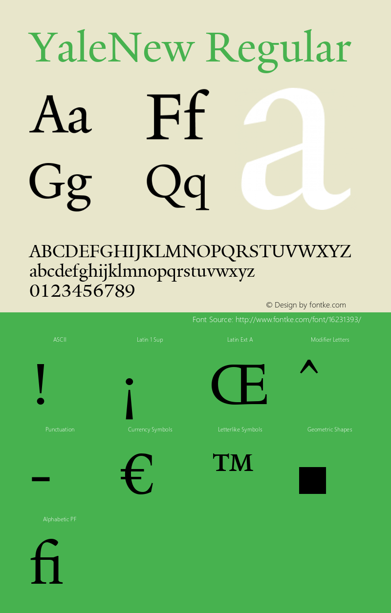 YaleNew Regular 1.004 Font Sample