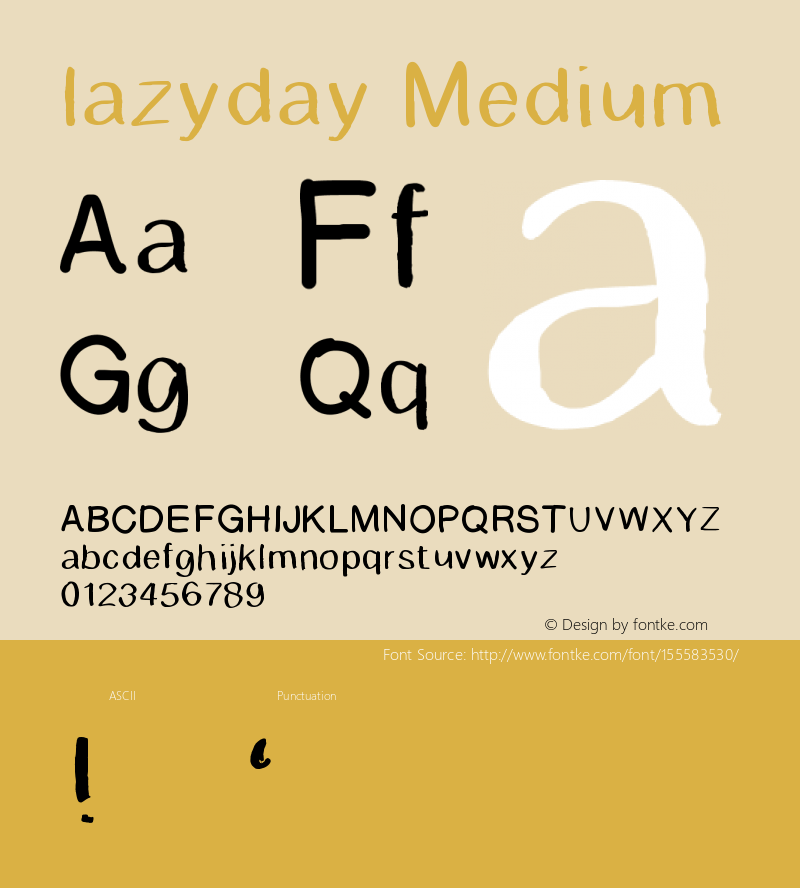 lazyday Version 001.000 Font Sample