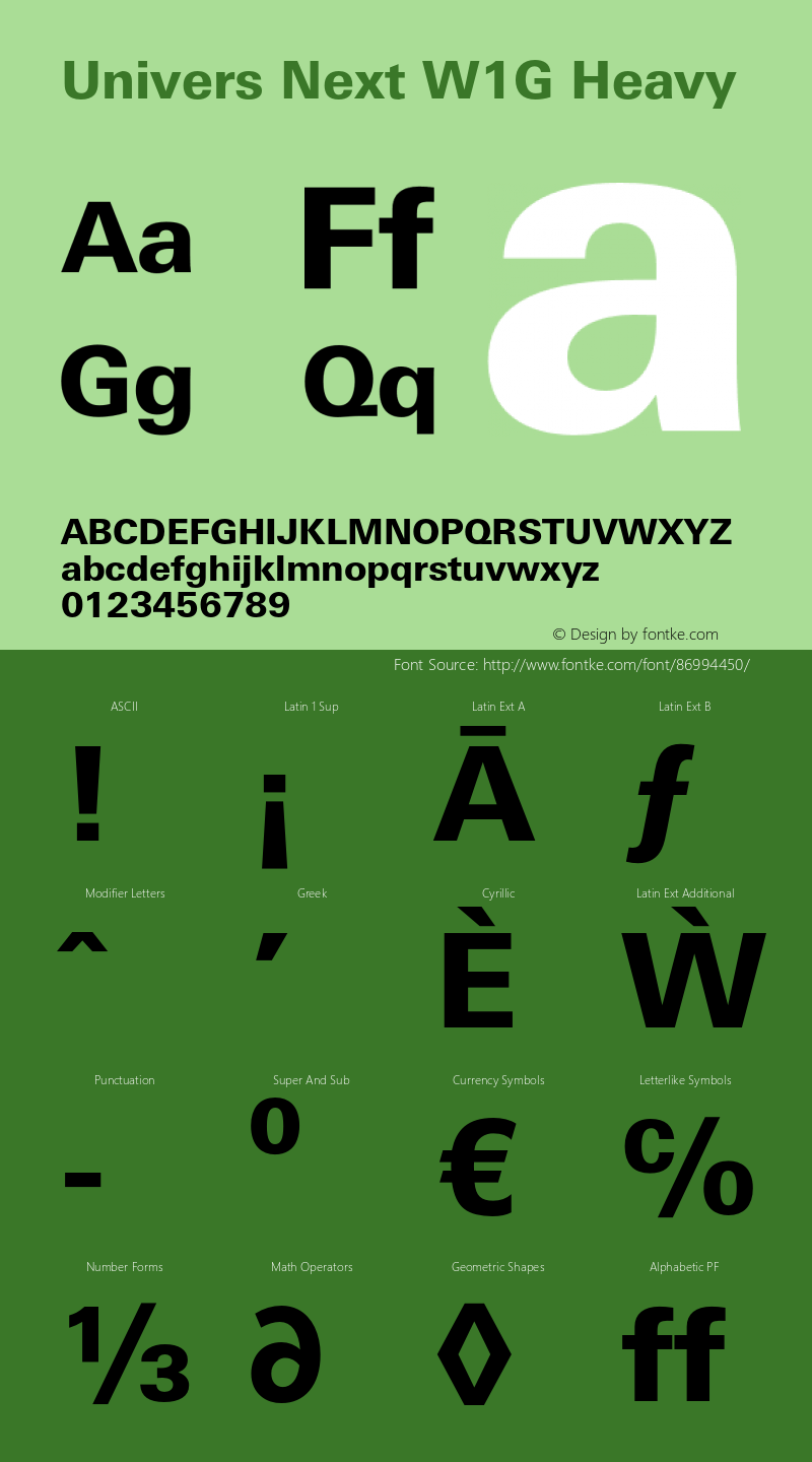 UniversNextW1G-Heavy Version 1.00 Font Sample