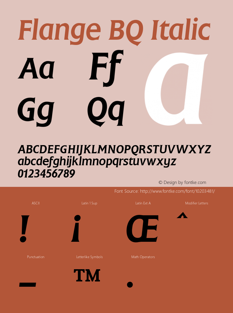 Flange BQ Italic Version 001.000 Font Sample