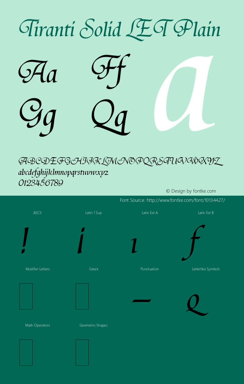 Tiranti Solid LET Plain 1.0 Font Sample