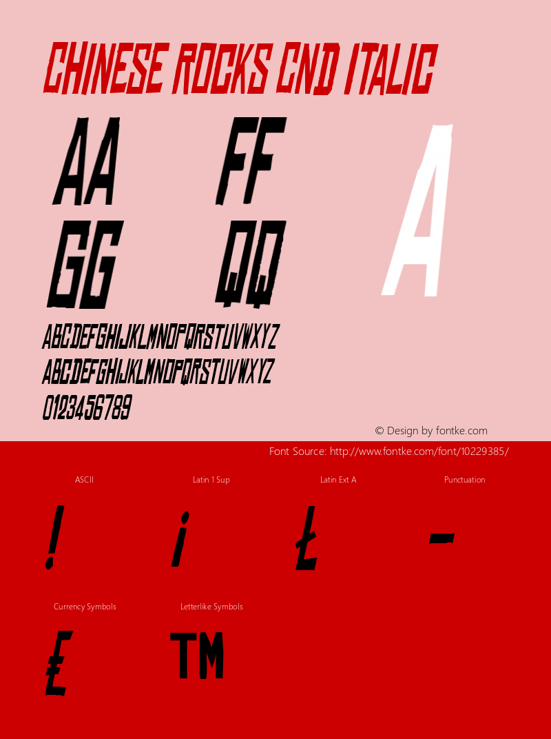 Chinese Rocks Cnd Italic Version 1.00 Font Sample