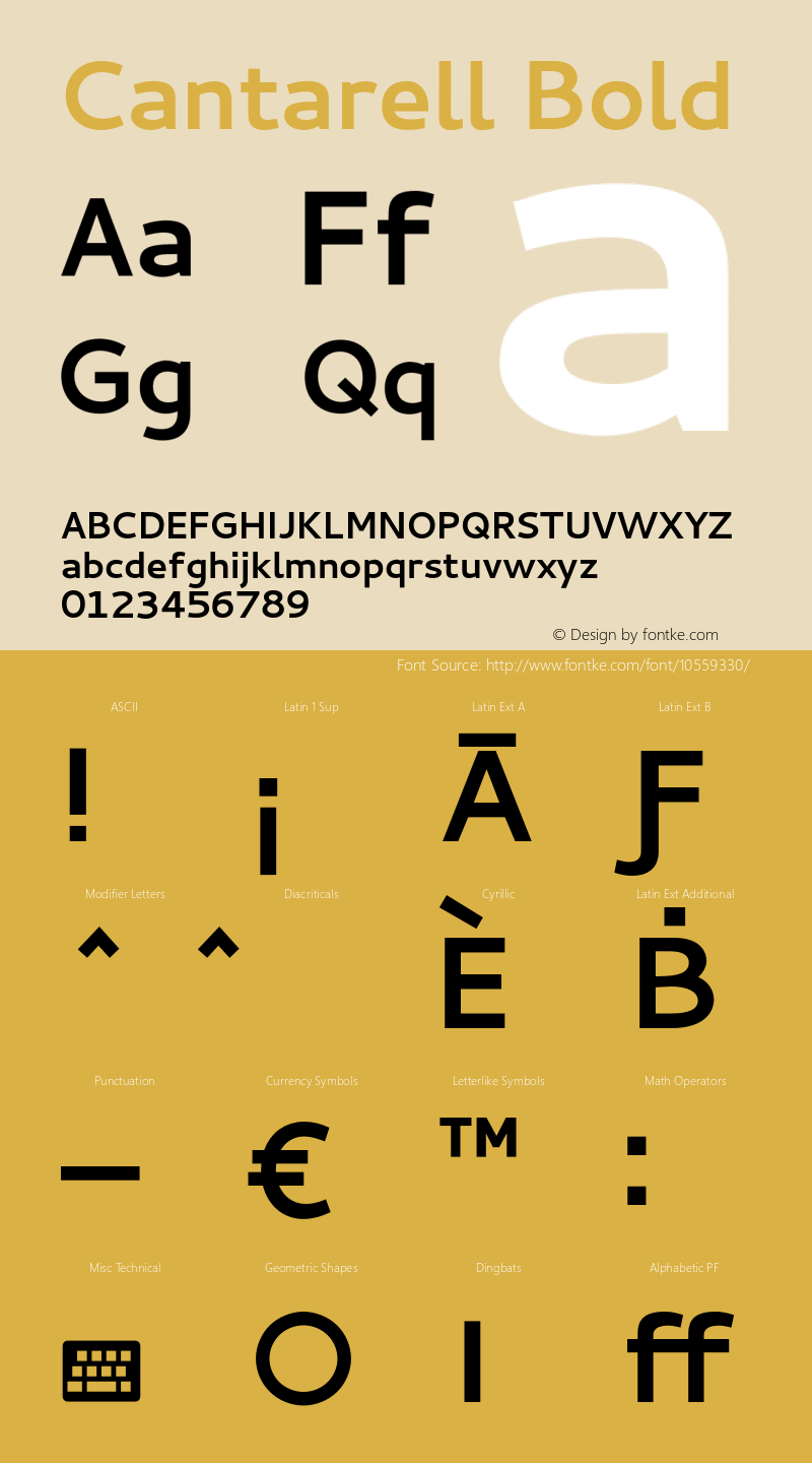 Cantarell Bold Version 0.0.12 Font Sample