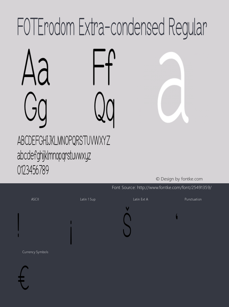 FOTErodom-ExtracondensedRegular Version 1.000 Font Sample