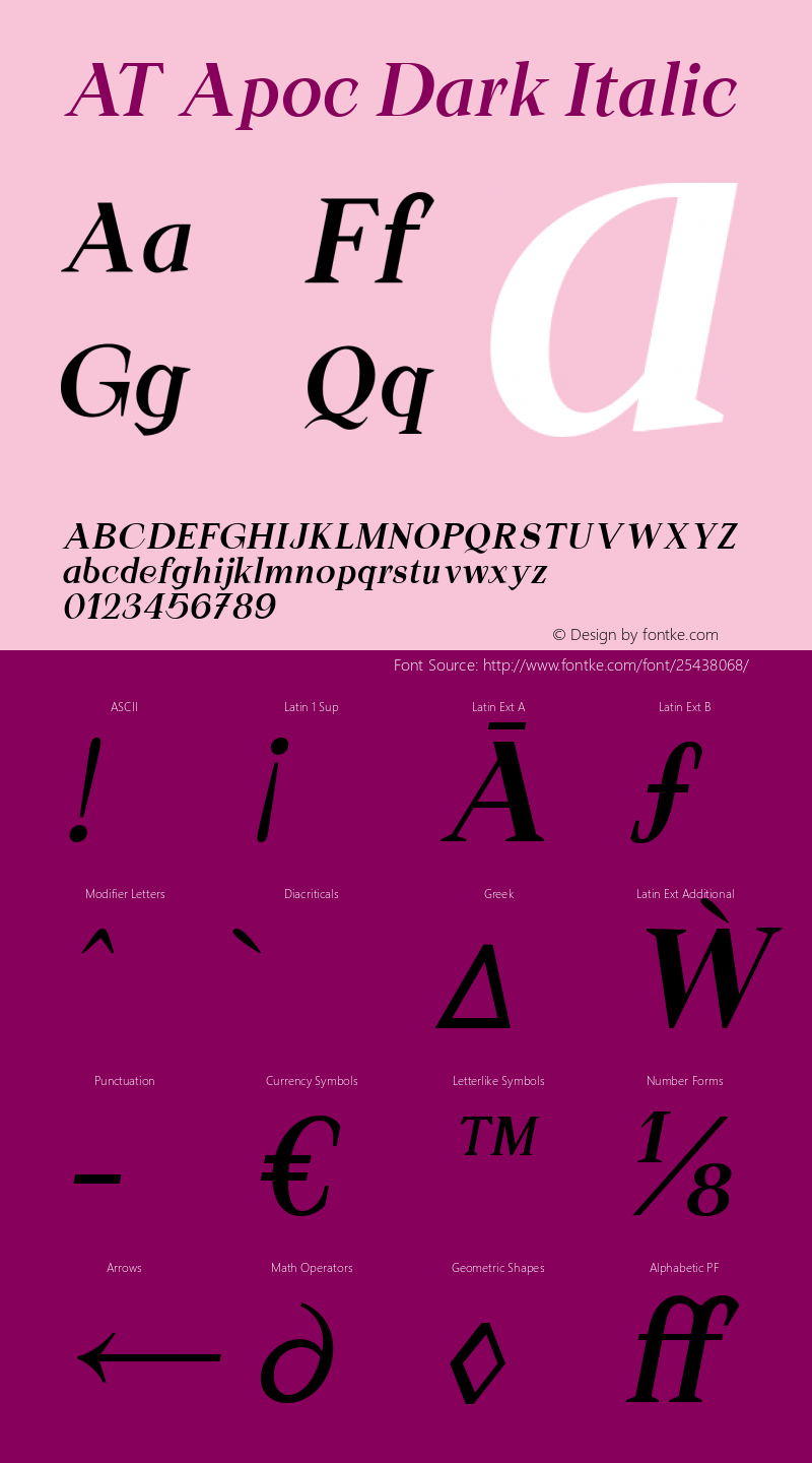 AT Apoc Dark Italic Version 1.000 | wf-rip Font Sample