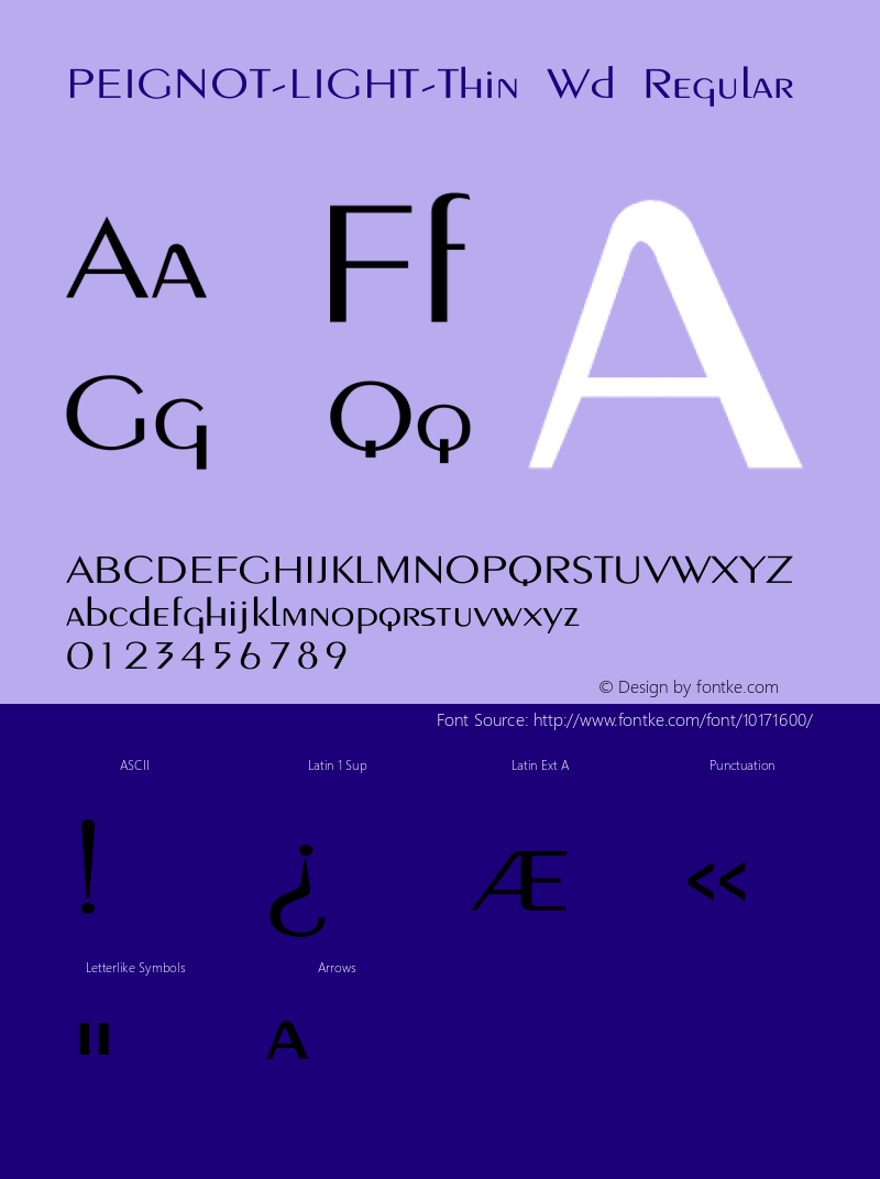 PEIGNOT-LIGHT-Thin Wd Regular Unknown Font Sample