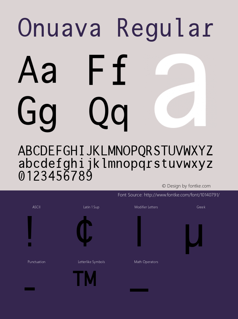 Onuava Regular Macromedia Fontographer 4.1 26/04/2005 Font Sample