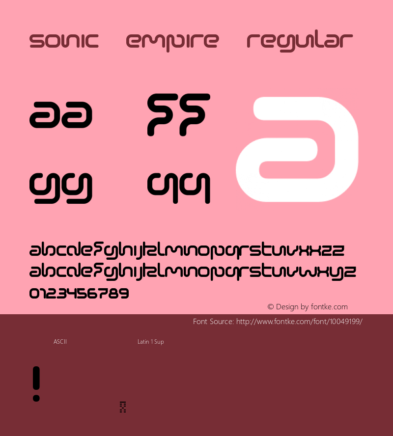 Sonic Empire Regular Unknown Font Sample