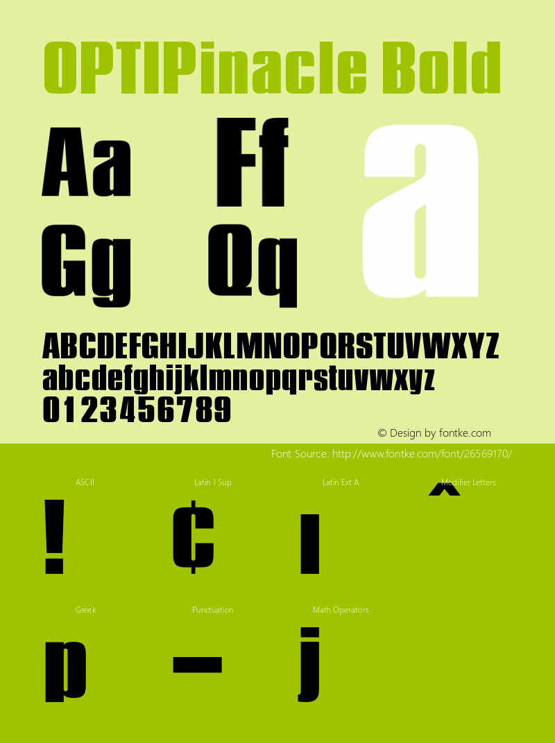 OPTIPinacle-ExtraBold Version 1.000;PS 001.001;hotconv 1.0.56 Font Sample