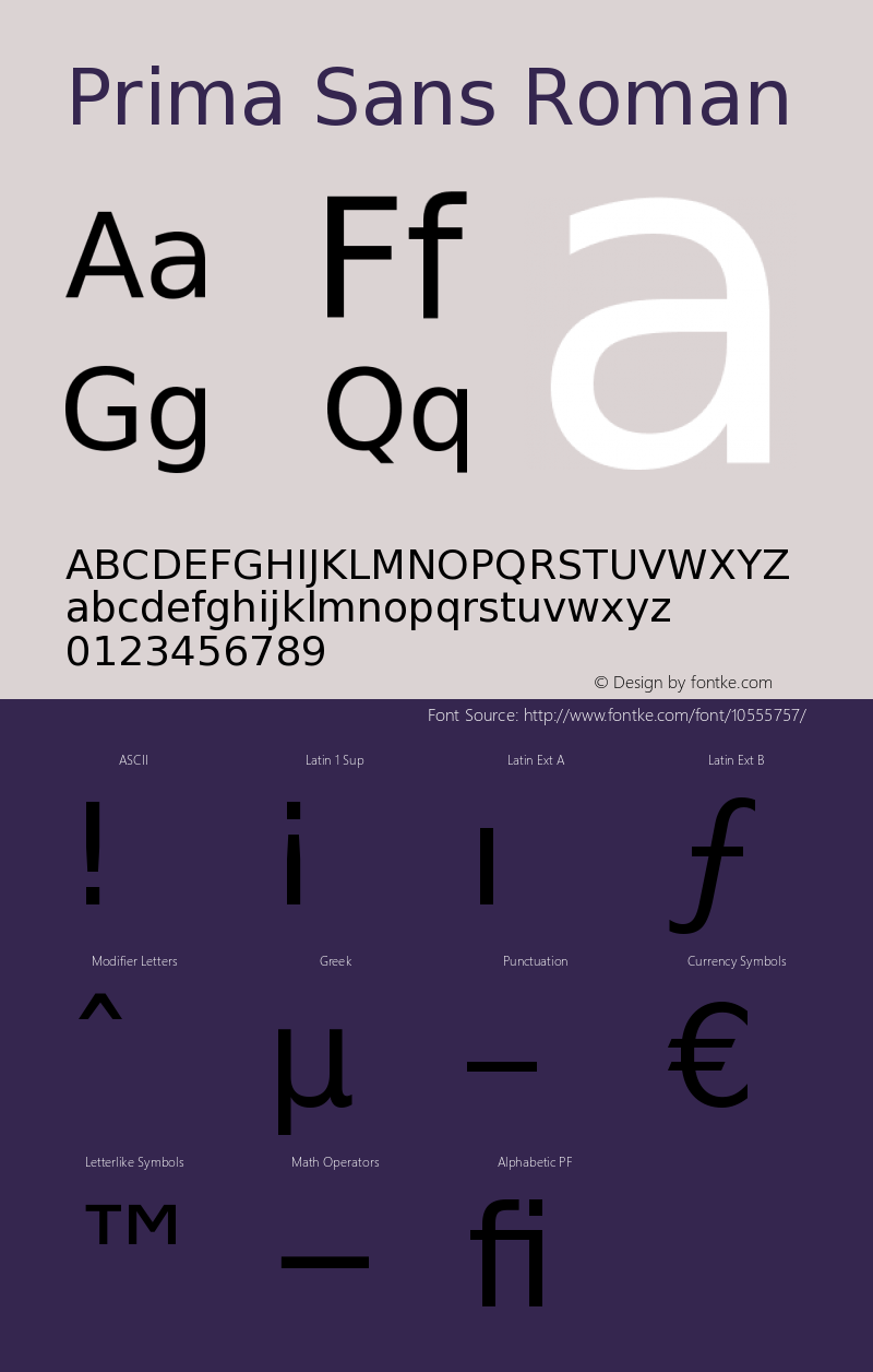 Prima Sans Roman Version 003.001 Font Sample