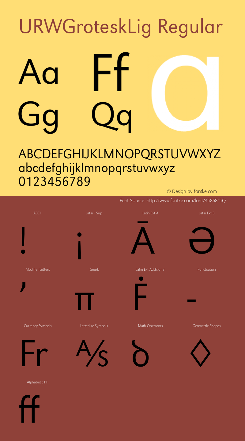 URWGroteskLig Version 1.00 Font Sample