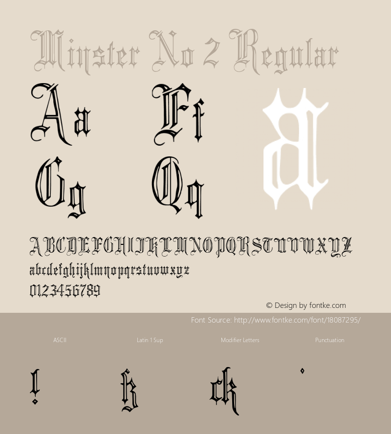 Minster No 2 Regular Version 1.0; 2002; initial release Font Sample