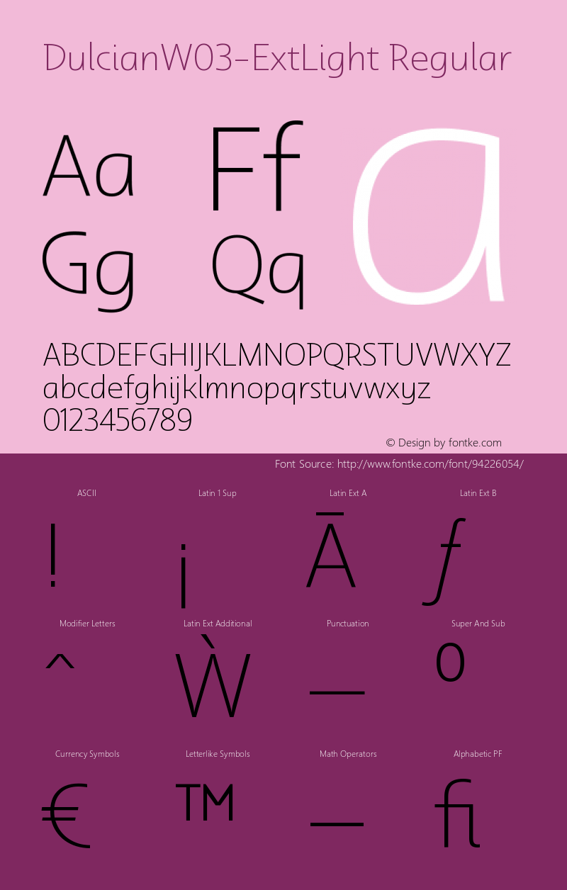 Dulcian W03 Ext Light Version 1.00 Font Sample