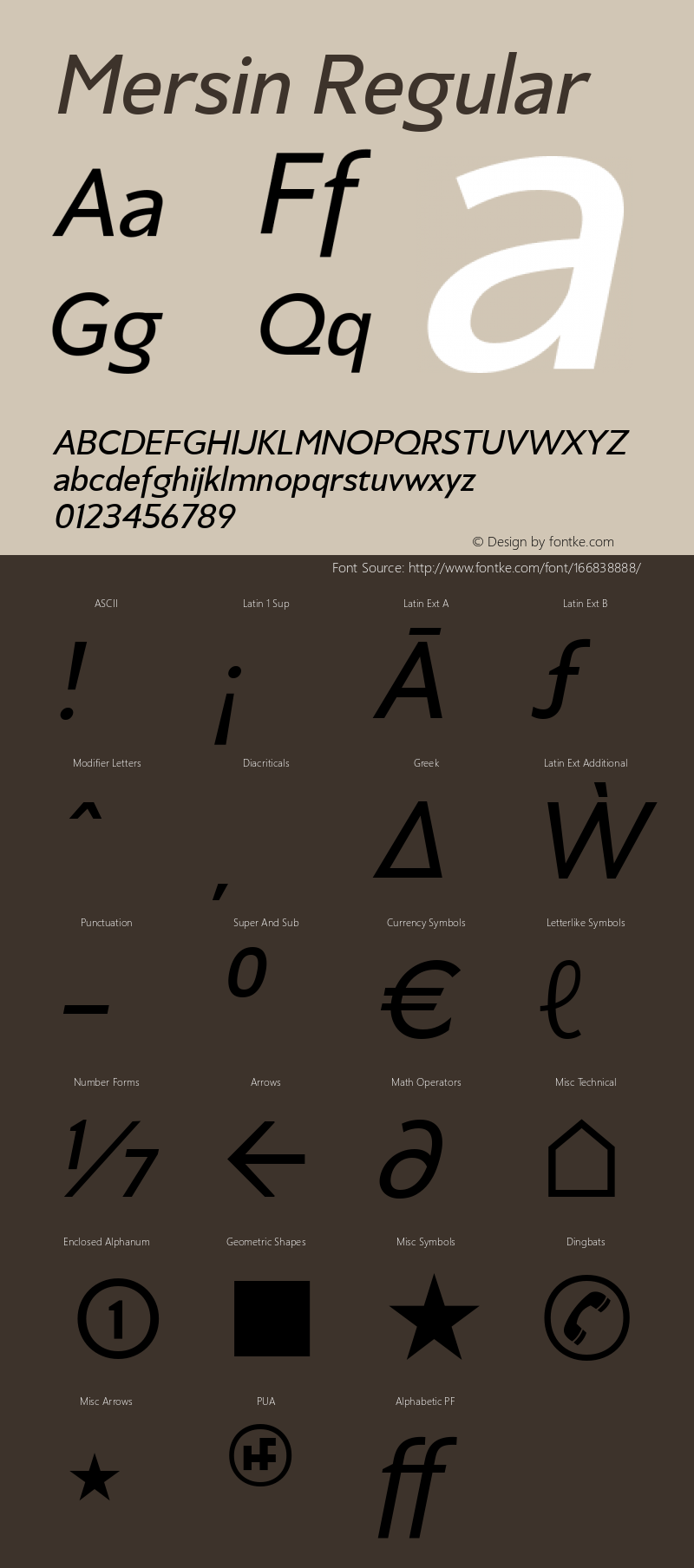 Mersin Regular Italic Version 1.00 Font Sample