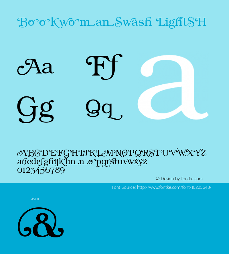 BookwomanSwash LightSH Altsys Fontographer 4.1 11/25/94 Font Sample