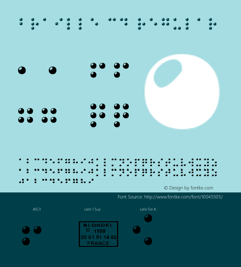Braille 3D Regular 1998; 1.1, release Font Sample