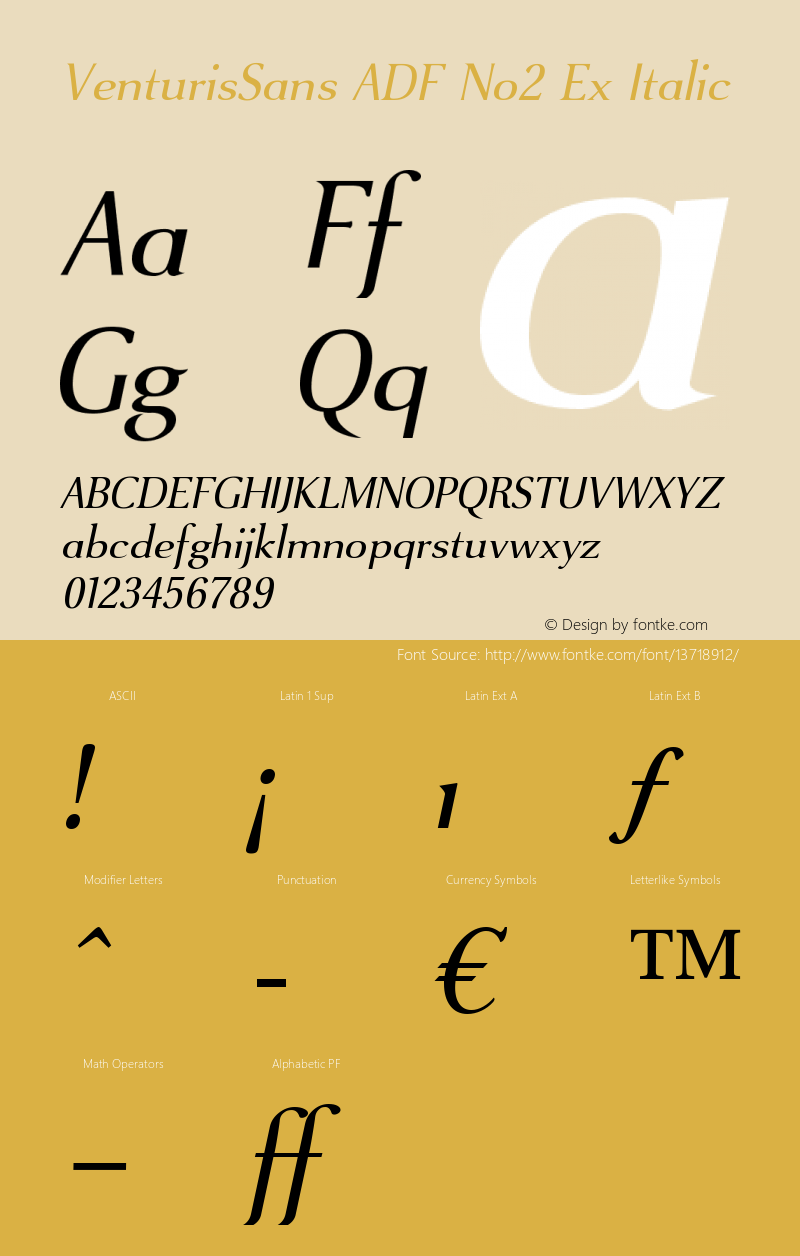 VenturisSans ADF No2 Ex Italic Version 1.005 Font Sample