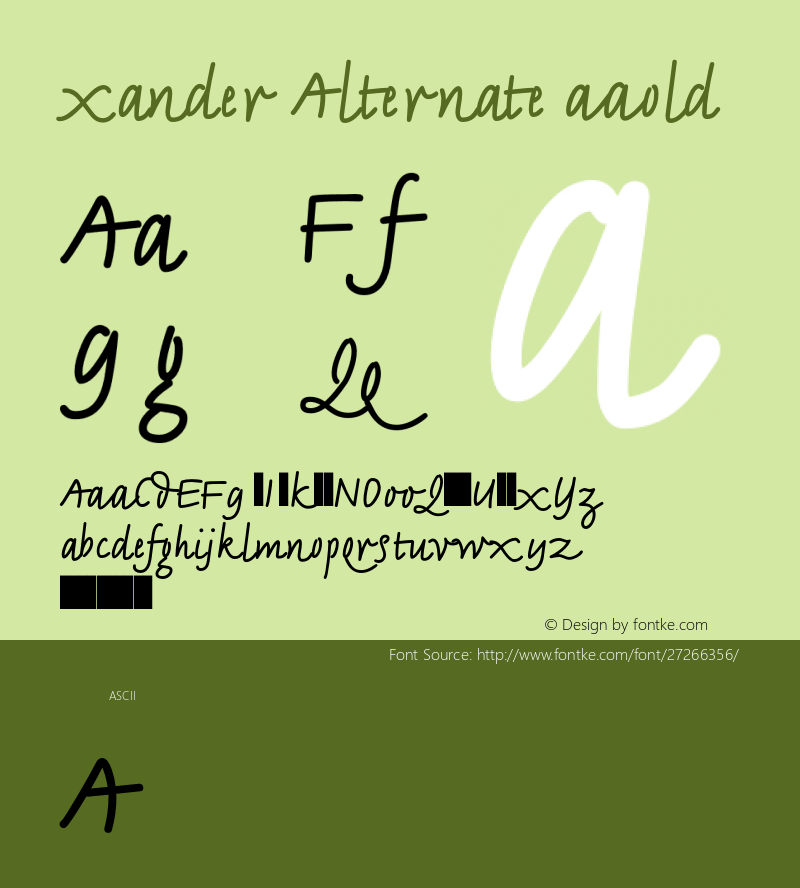 Xander Alternate Bold Version 1.00 Font Sample