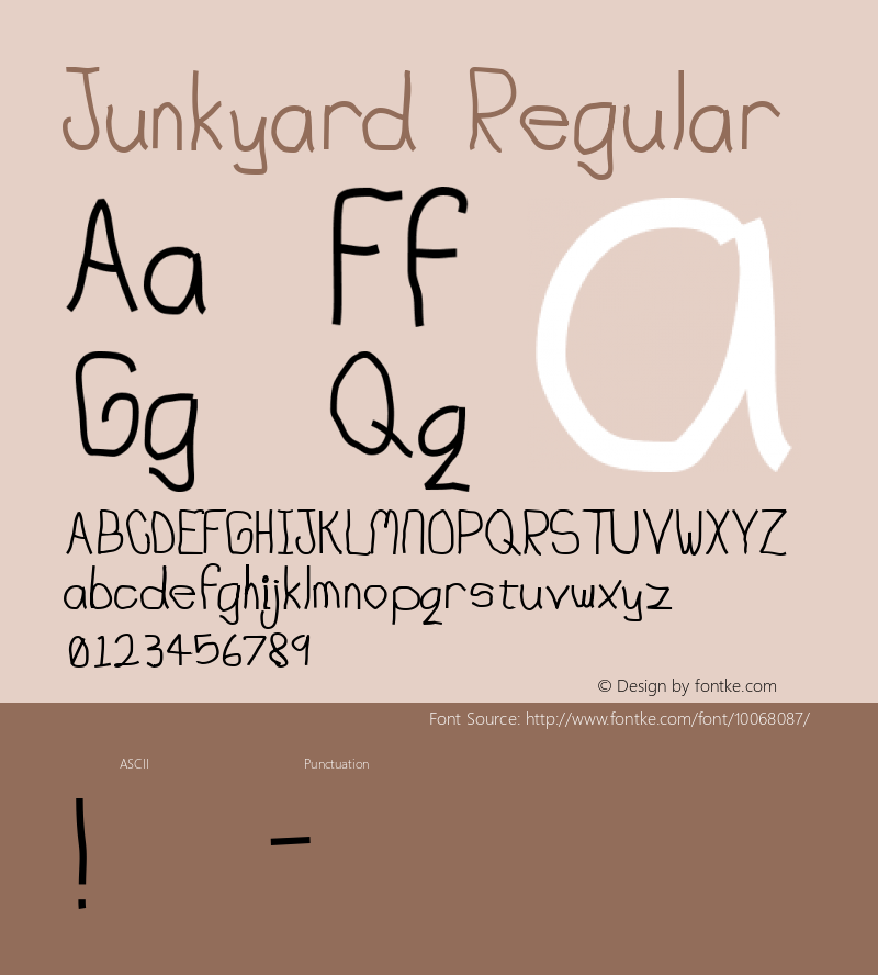 Junkyard Regular Macromedia Fontographer 4.1 11/19/00 Font Sample