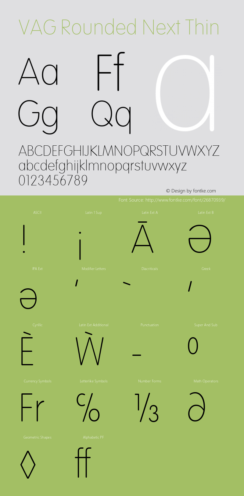 VAG Rounded Next Thin Version 1.00, build 24, s3 Font Sample