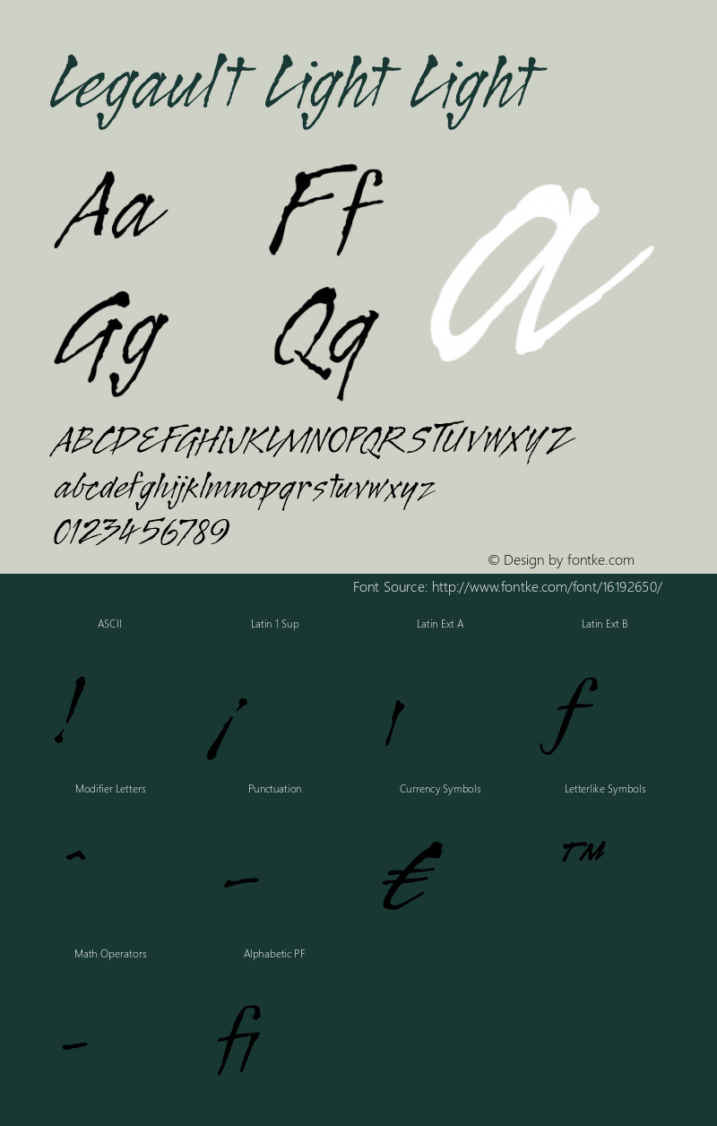 Legault Light Light Version 1.000;PS 001.001;hotconv 1.0.56 Font Sample