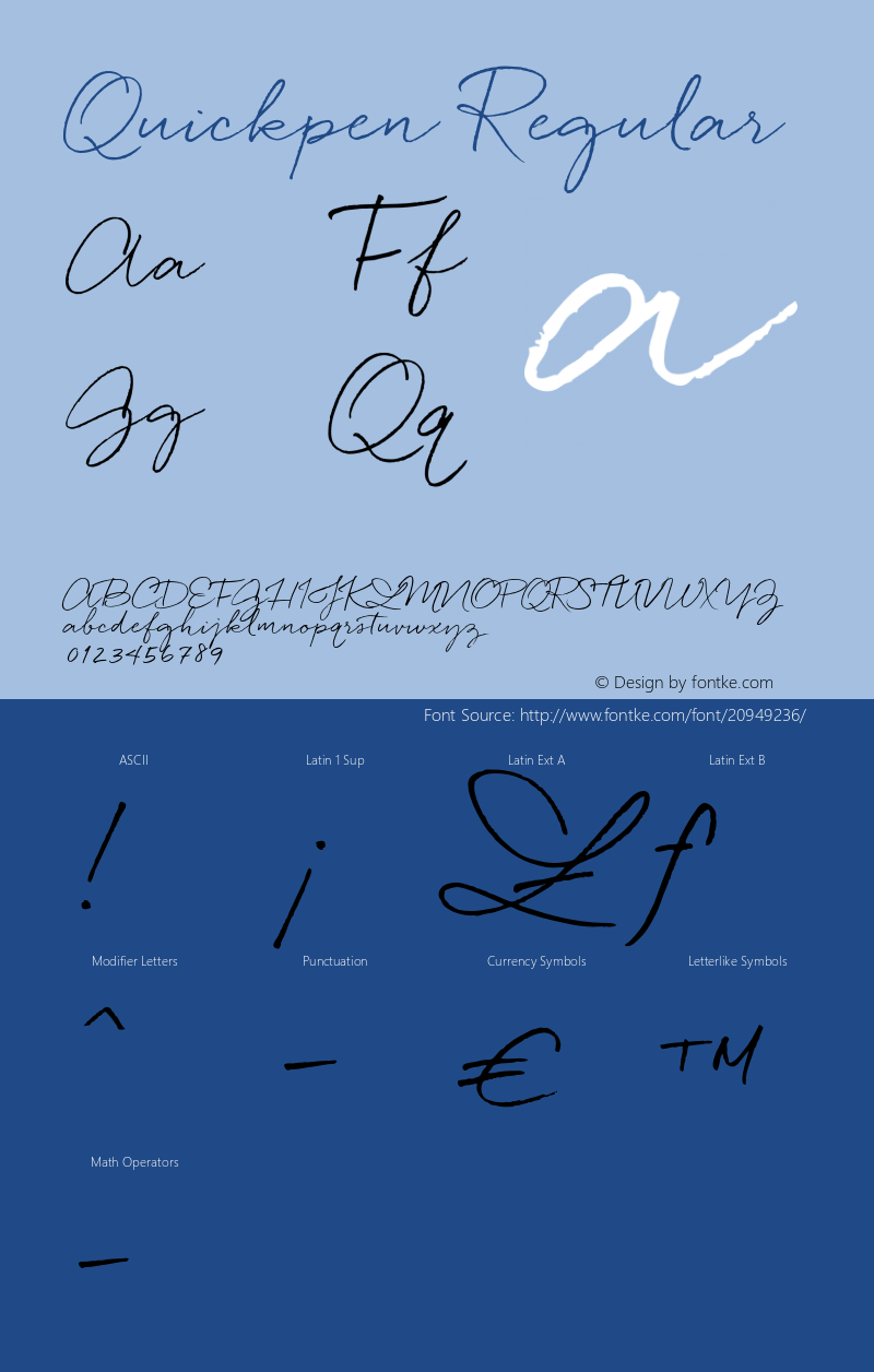 Quickpen 1.000 Font Sample