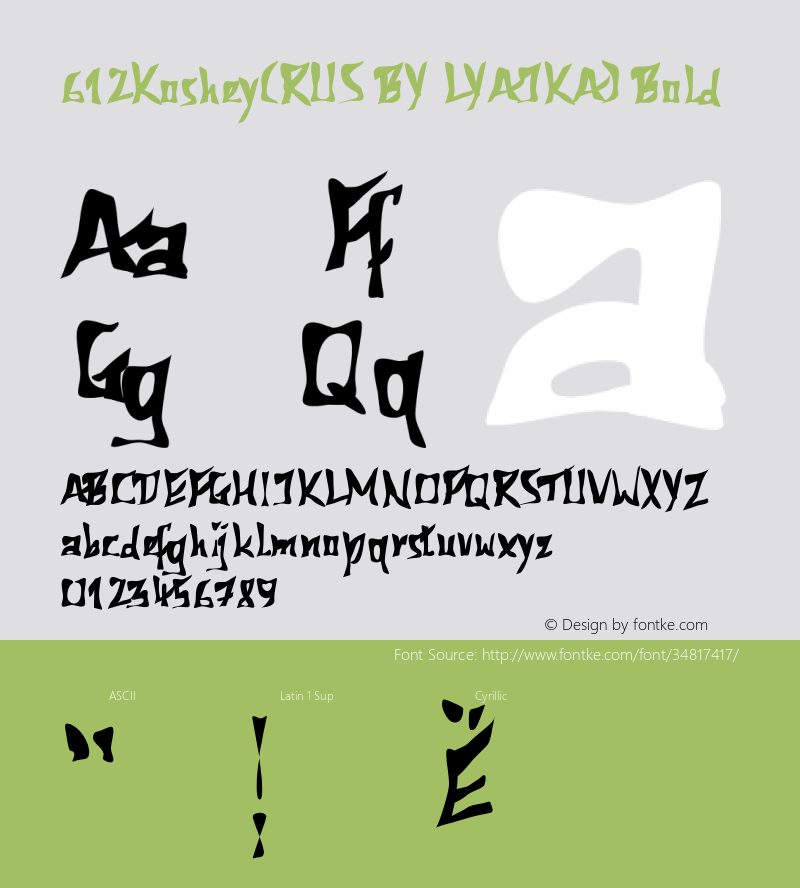 612Koshey(RUS BY LYAJKA) Bold Version 0.00 October 23, 2017 Font Sample