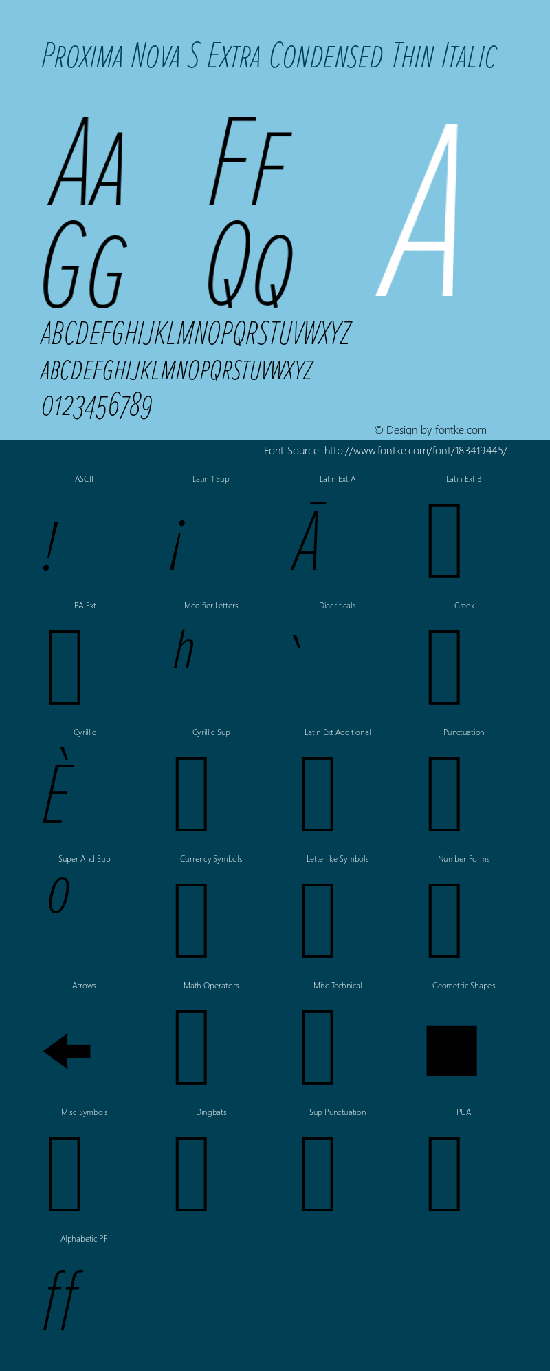 Proxima Nova S ExCn Thin It Version 3.018;PS 003.018;hotconv 1.0.88;makeotf.lib2.5.64775图片样张