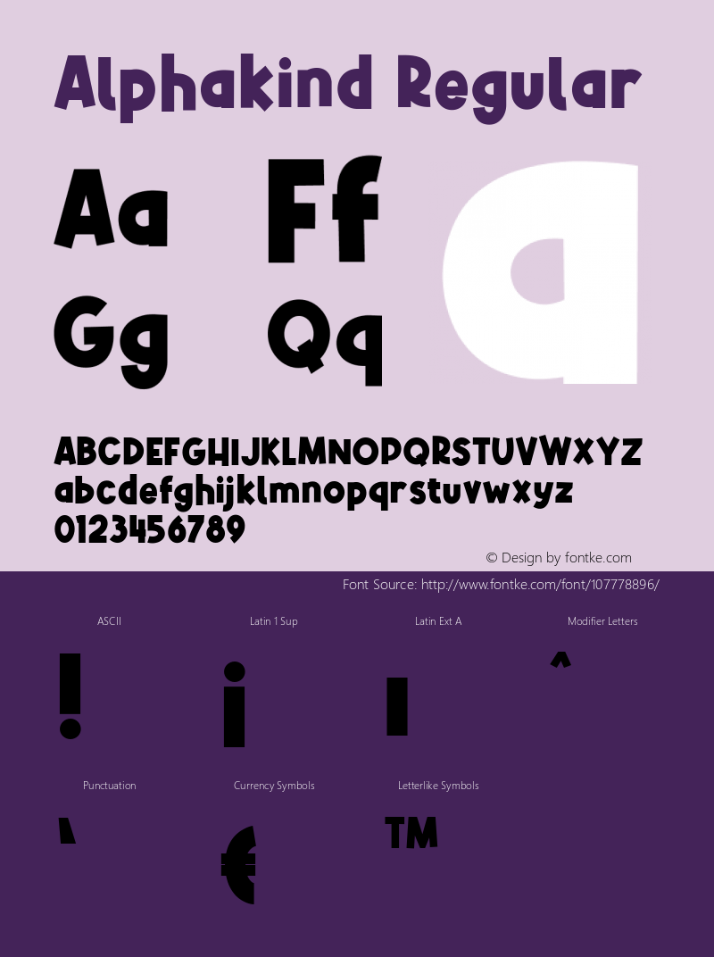 Alphakind Version 1.000 Font Sample