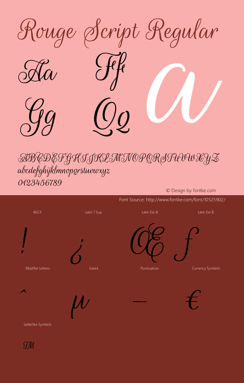 Rouge Script Regular Version 1.003 Font Sample