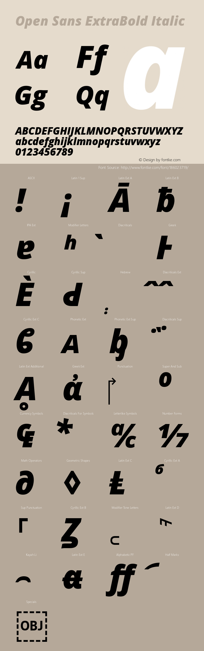 Open Sans ExtraBold Italic Version 3.000; ttfautohint (v1.8.4)图片样张