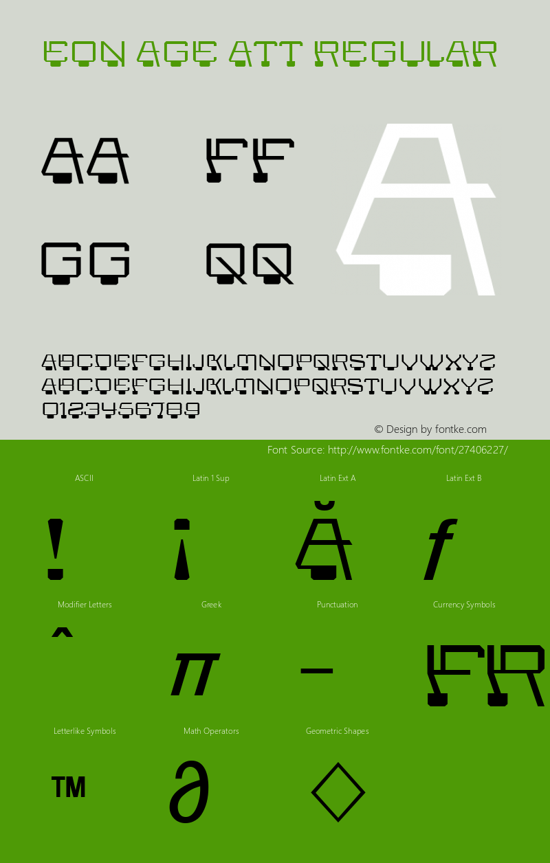 Eon Age ATT Version 1.0: Latin 1, 2 and 5 Font Sample