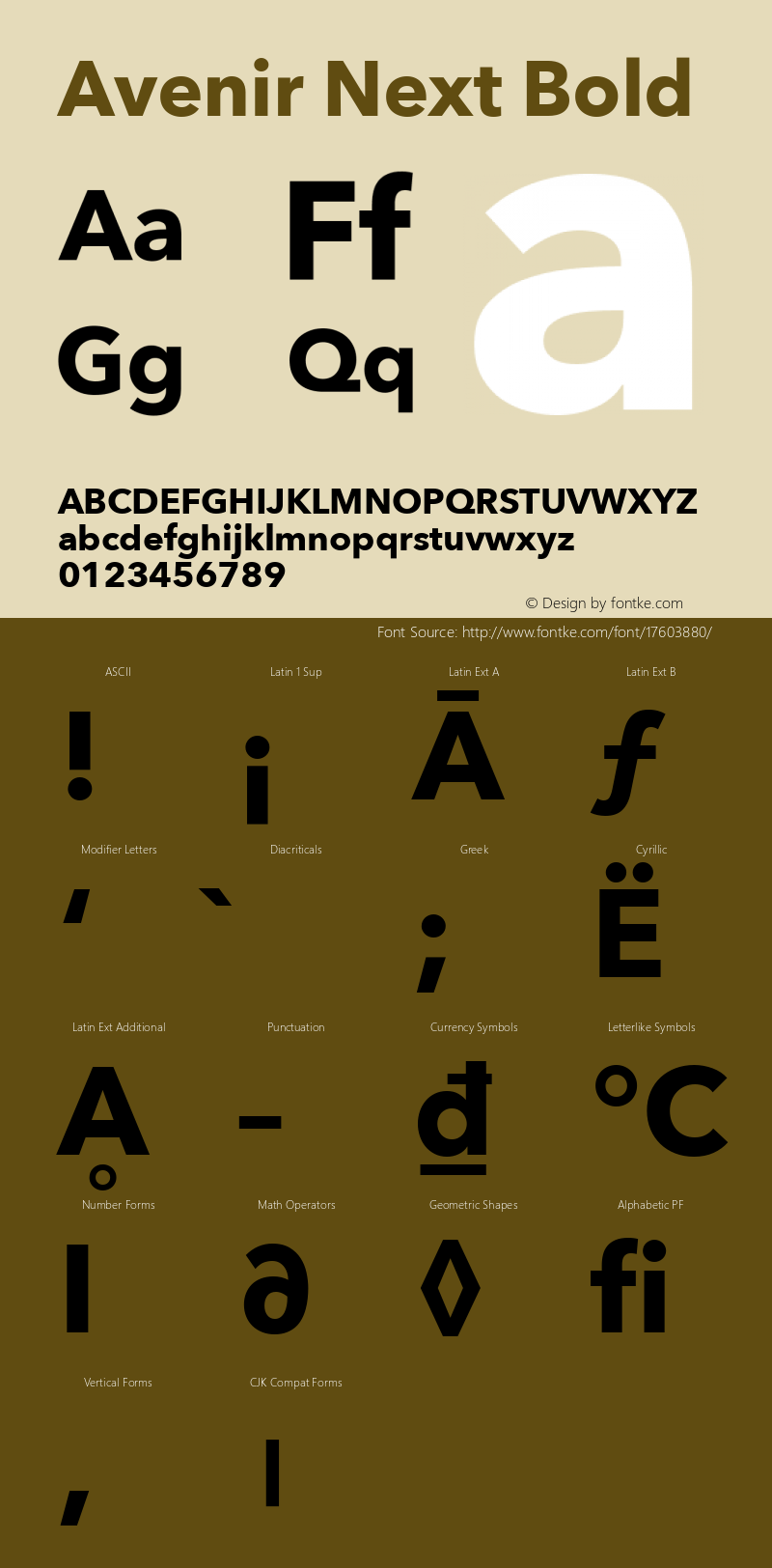 Avenir Next Bold 12.0d1e9 Font Sample