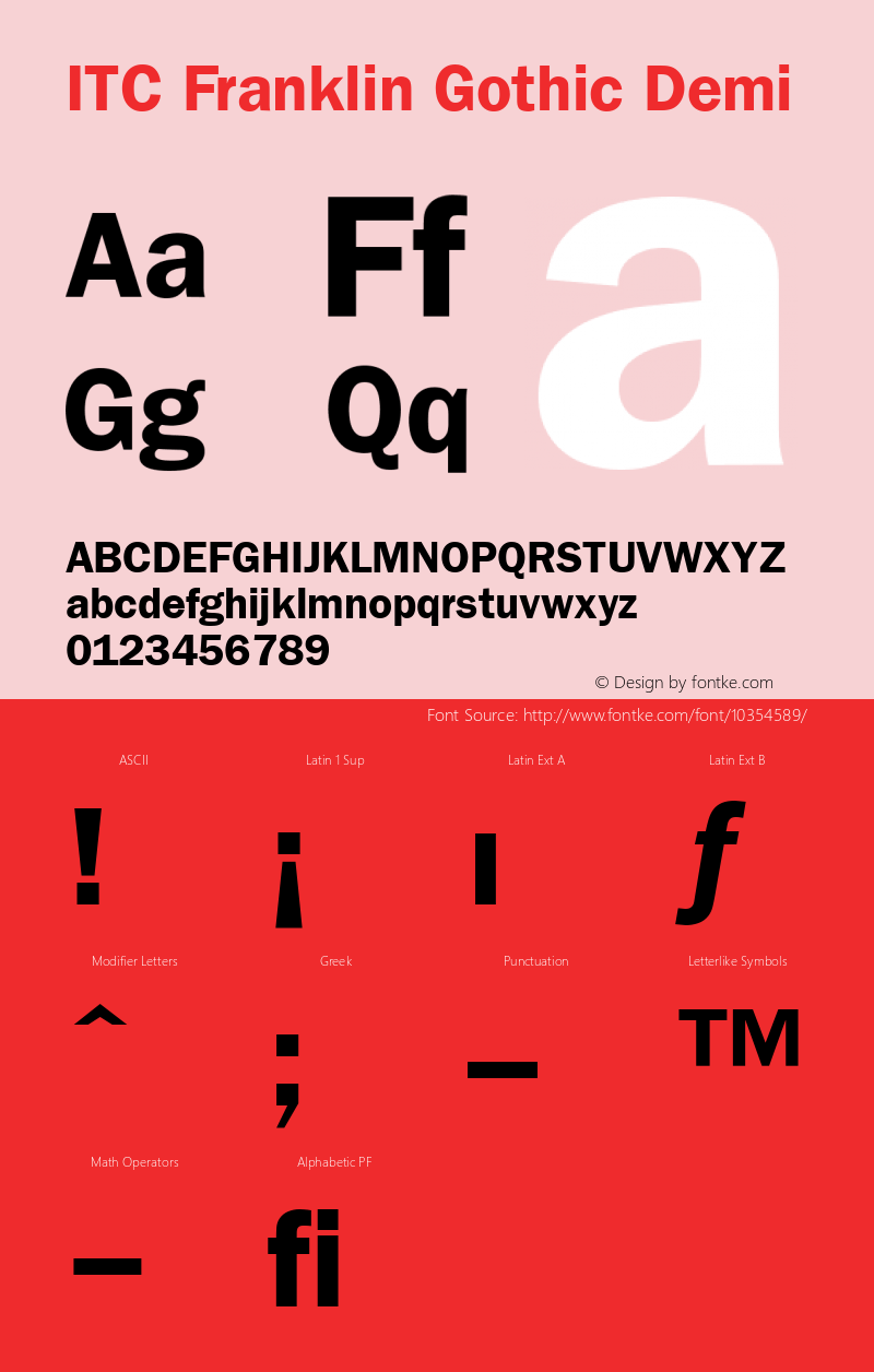 ITC Franklin Gothic Demi Version 001.002 Font Sample