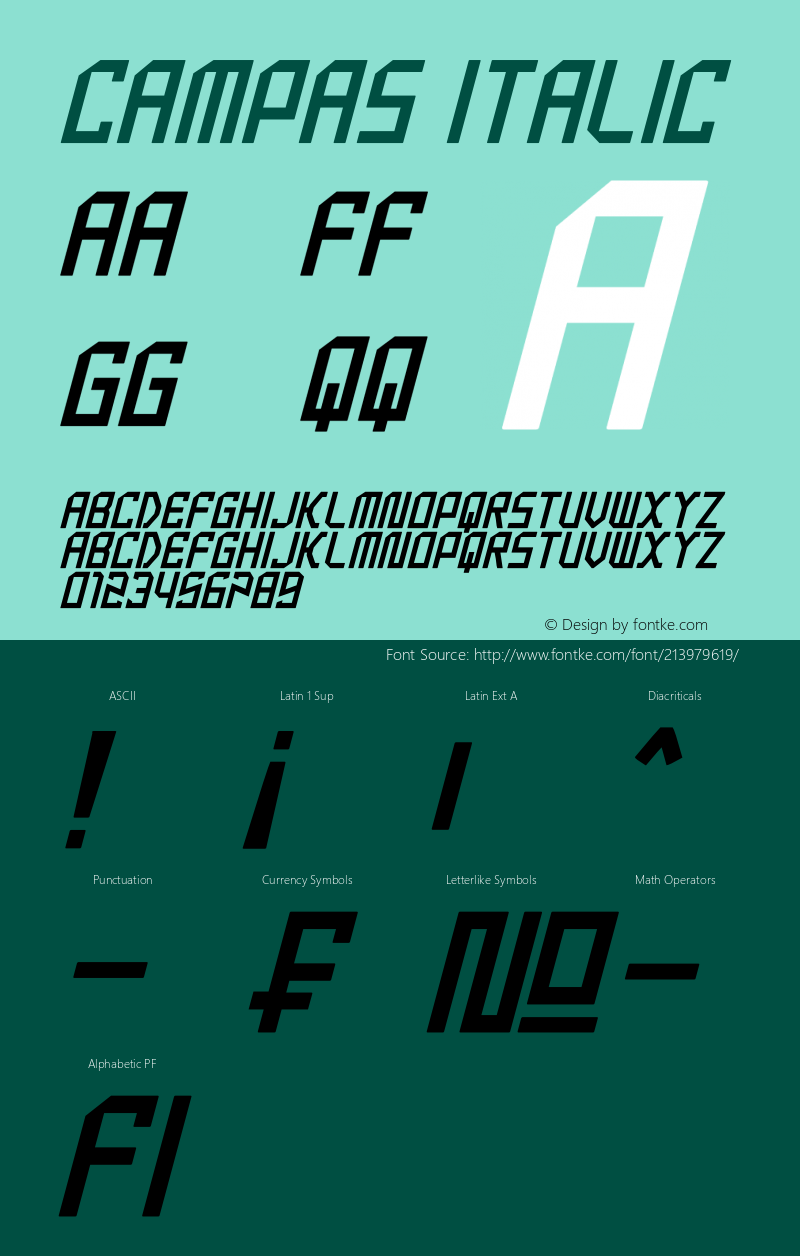 campas Italic Version 1.00;October 24, 2021;FontCreator 13.0.0.2683 32-bit图片样张