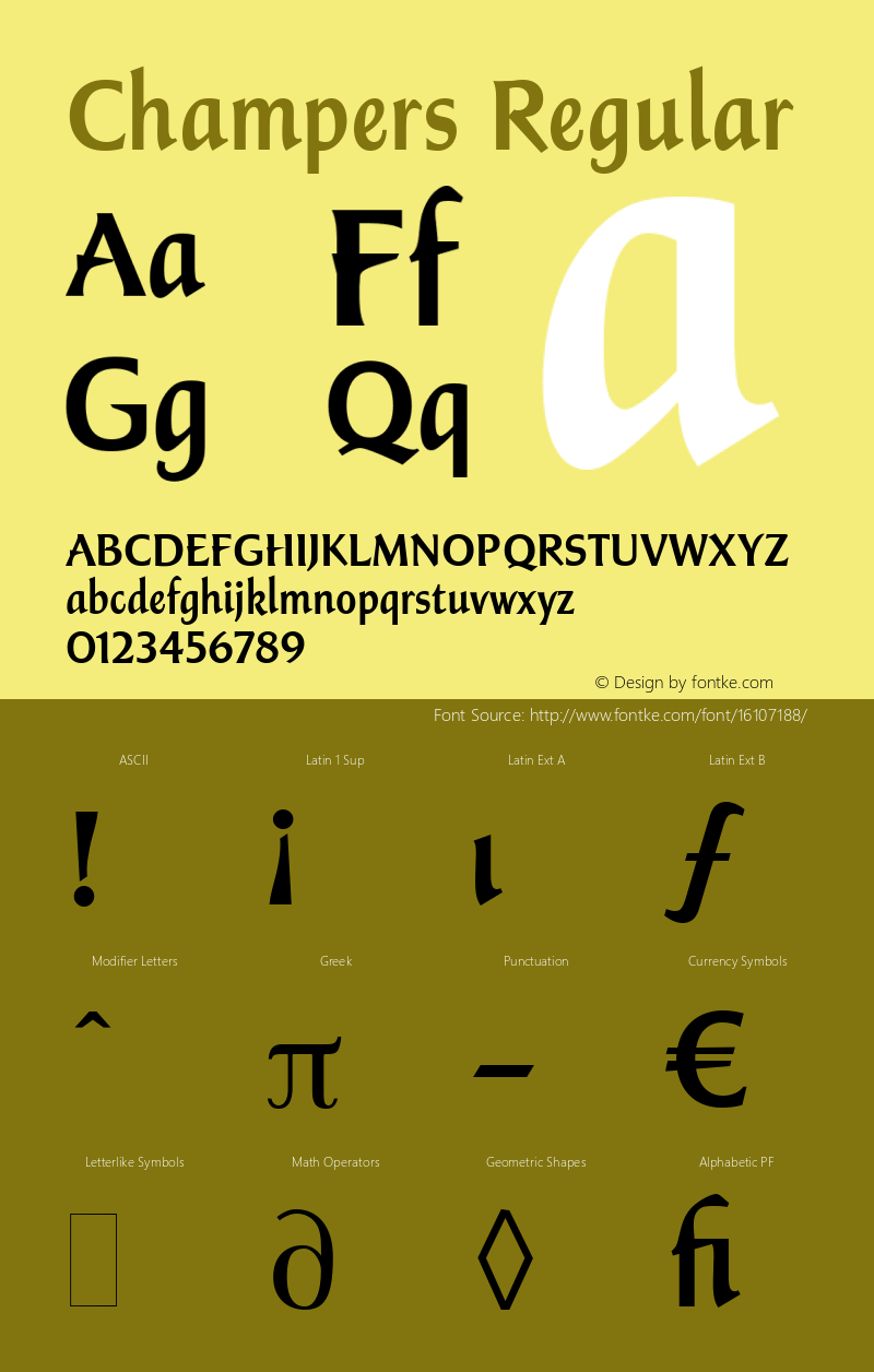 Champers Regular 005.000 Font Sample