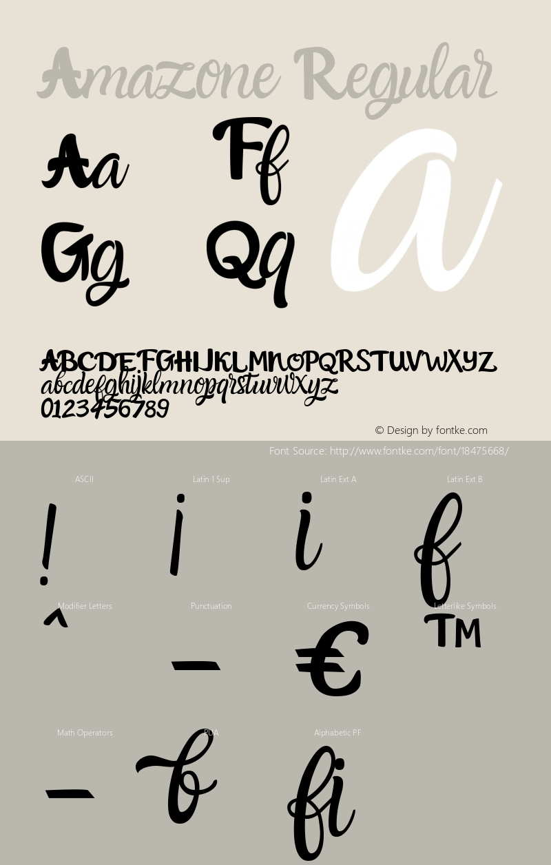 Amazone Regular Version 1.000 Font Sample