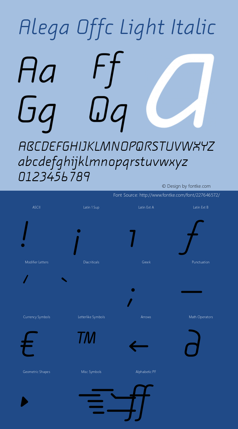 Alega Offc Light Italic Version 7.504; 2009; Build 1020图片样张