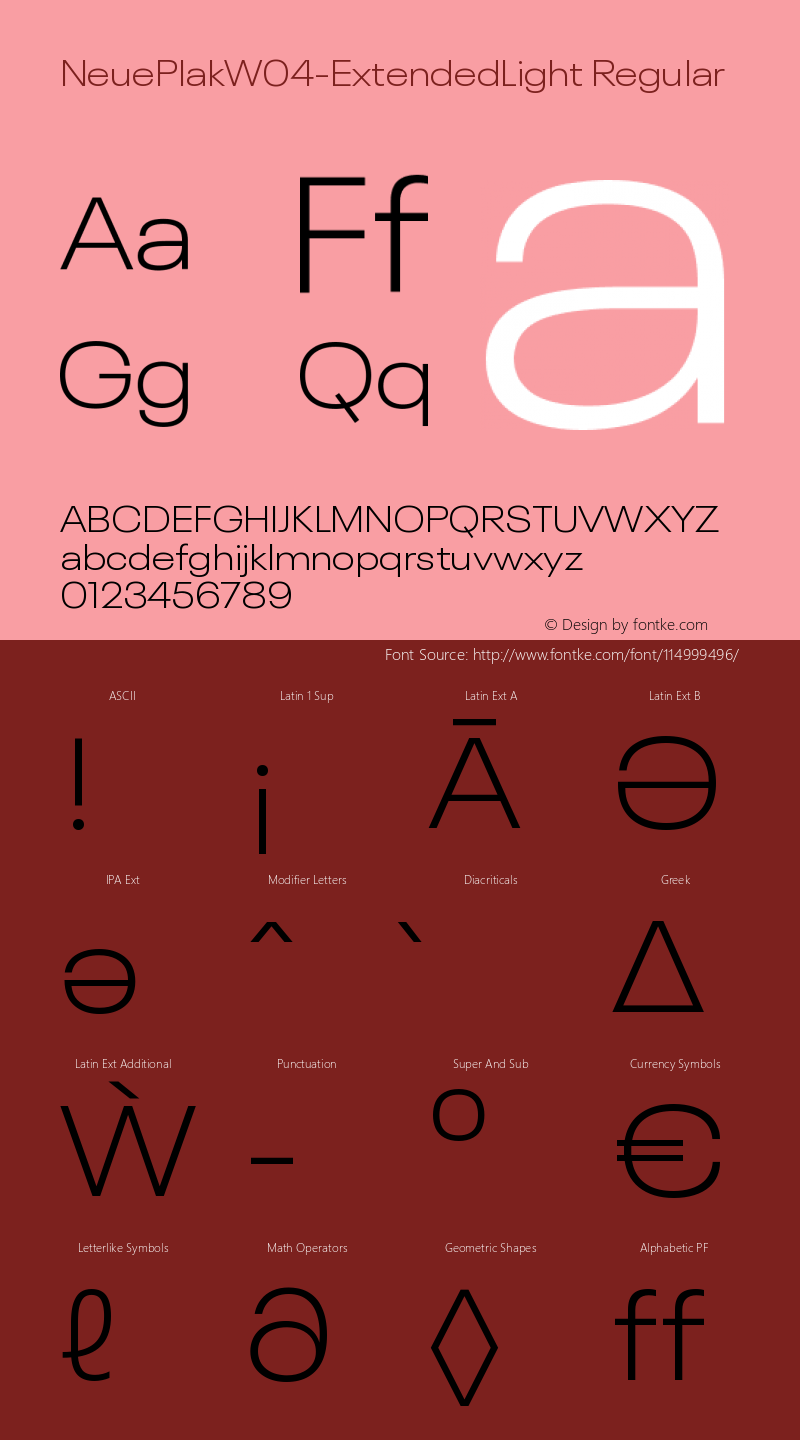 Neue Plak W04 Extended Light Version 1.00 Font Sample