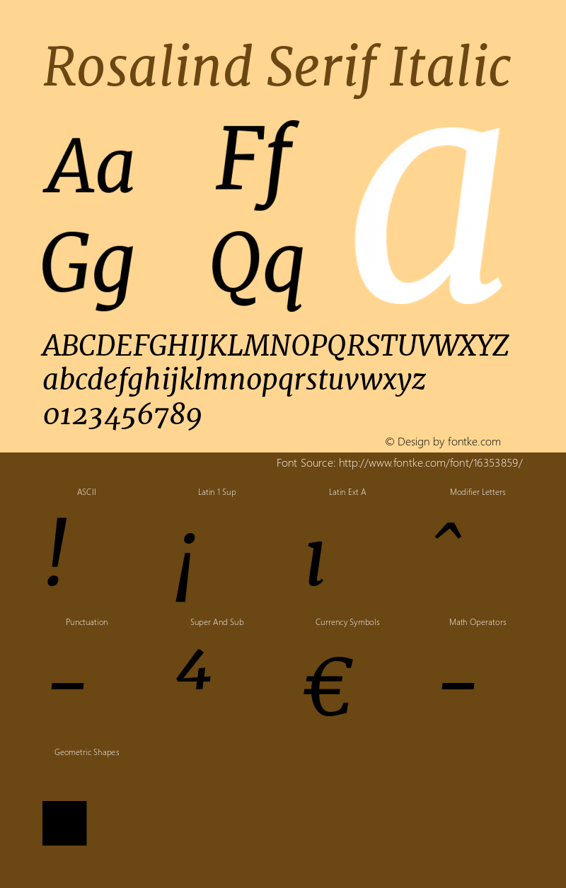 Rosalind Serif Italic Version 1.584;PS 001.584;hotconv 1.0.70;makeotf.lib2.5.58329 Font Sample