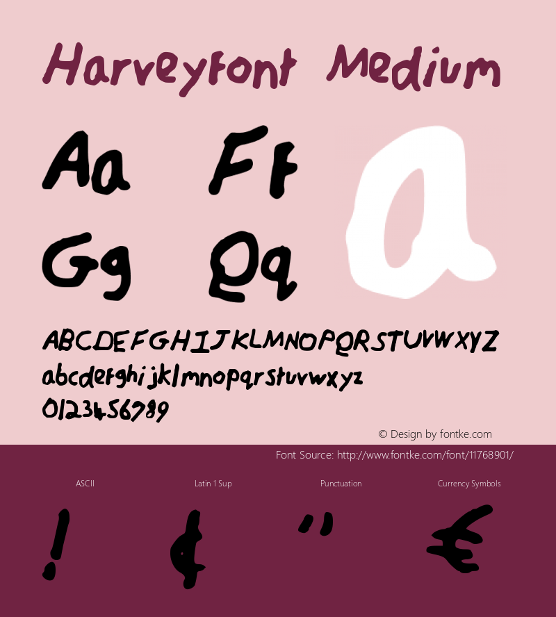 Harveyfont Medium Version 001.000 Font Sample