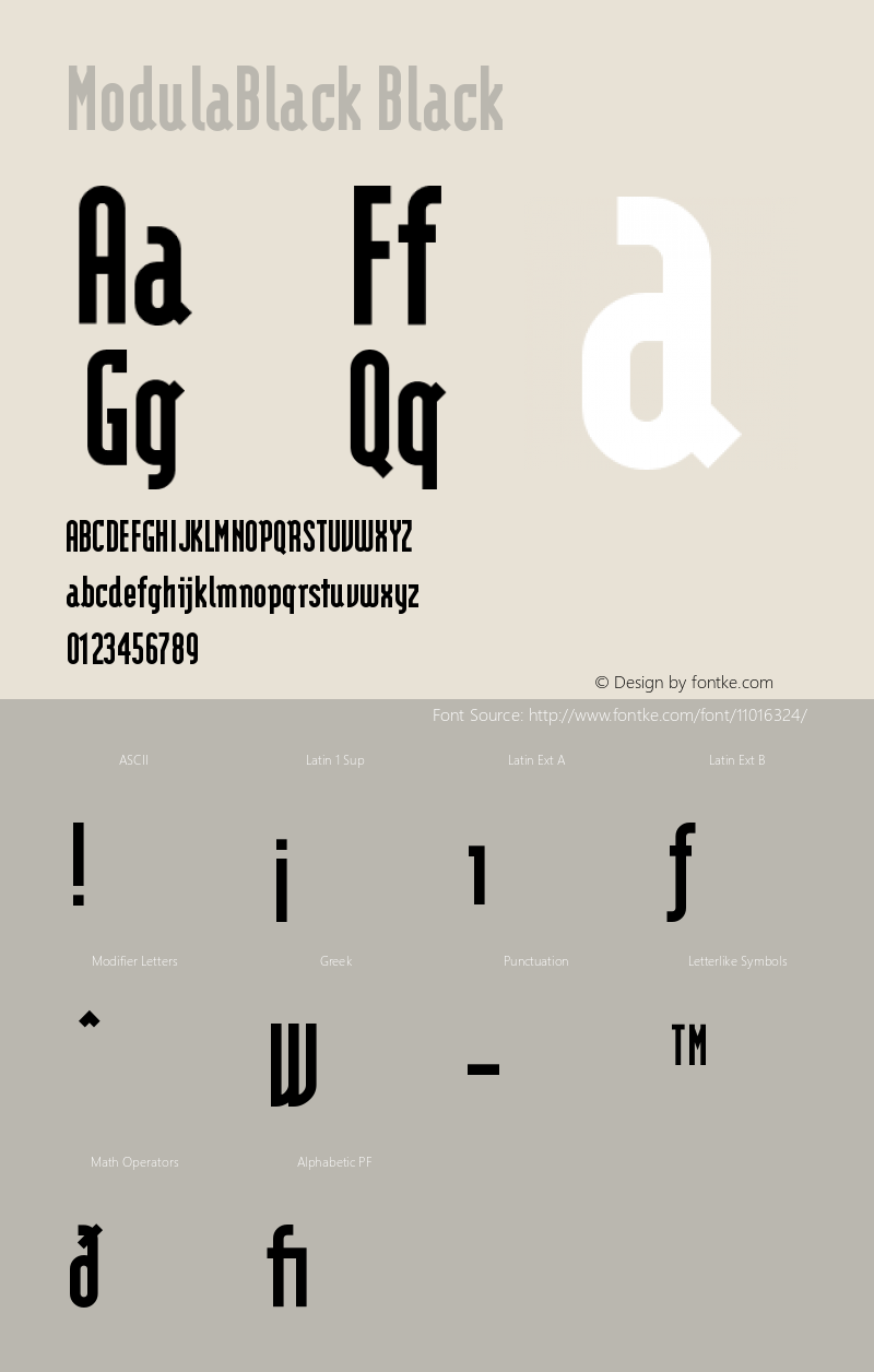 ModulaBlack Black Version 001.000 Font Sample