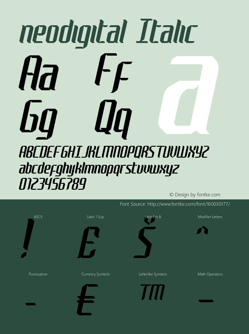 neodigital-Italic Version 1.000 Font Sample