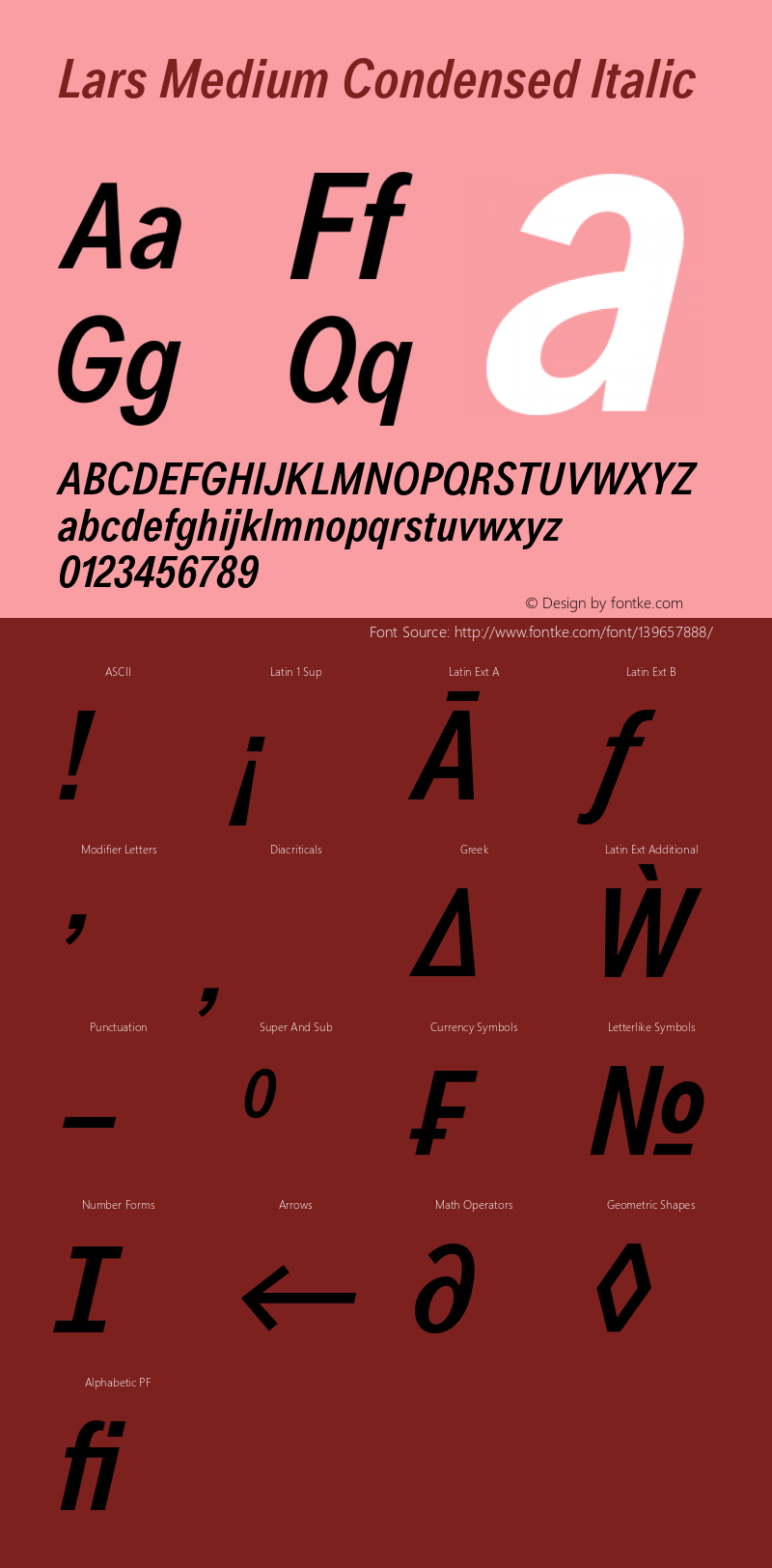 Lars Medium Condensed Italic Version 2.000;PS 002.000;hotconv 1.0.88;makeotf.lib2.5.64775 Font Sample