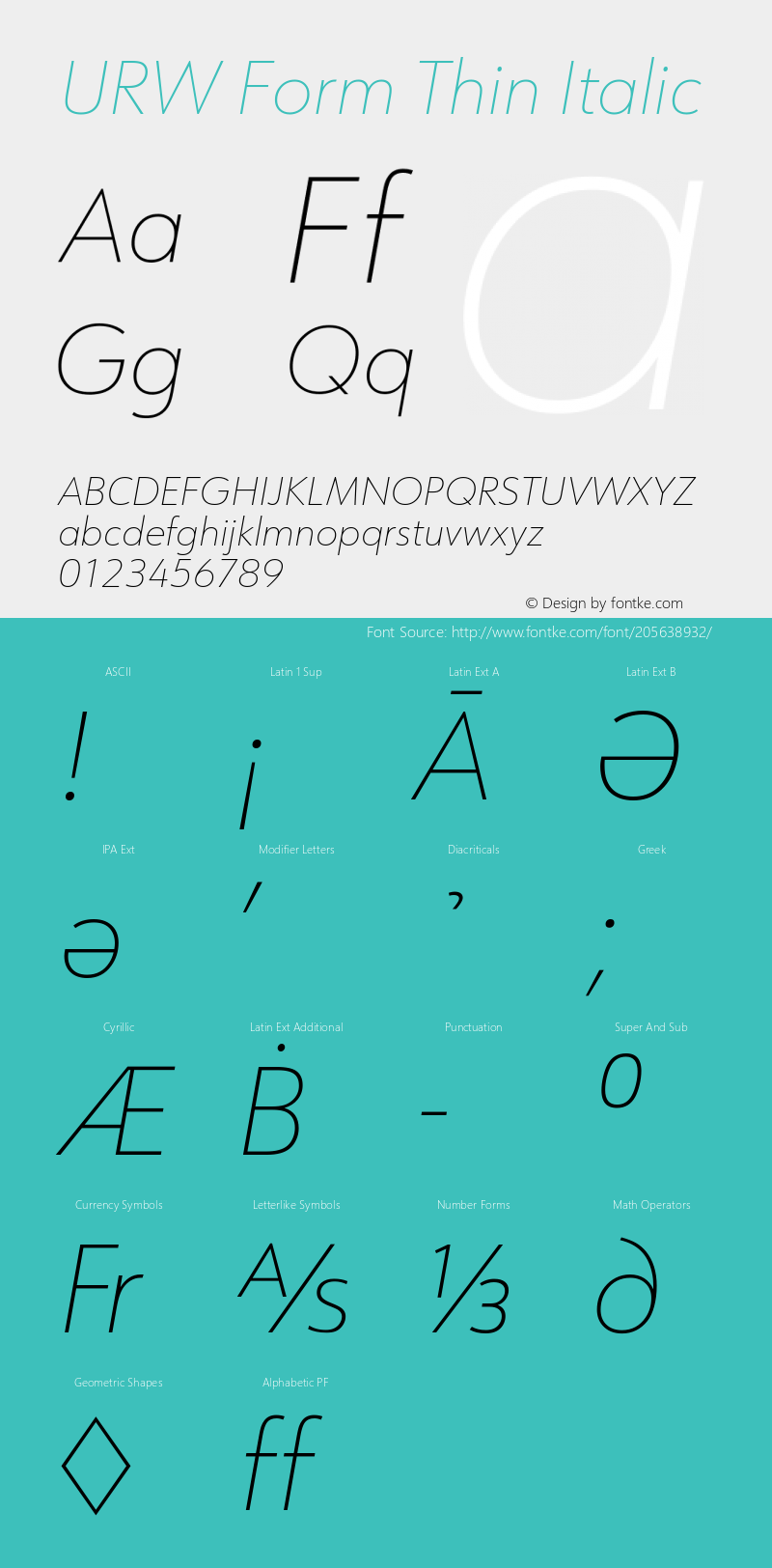 URW Form Thin Italic Version 1.00图片样张