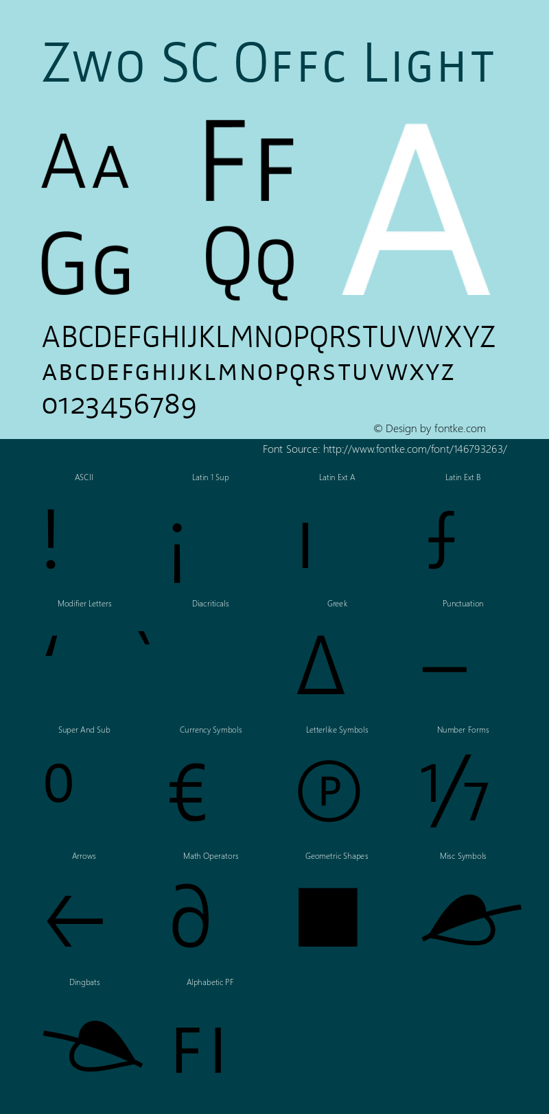 Zwo SC Offc Light Version 7.504; 2010; Build 1023 Font Sample