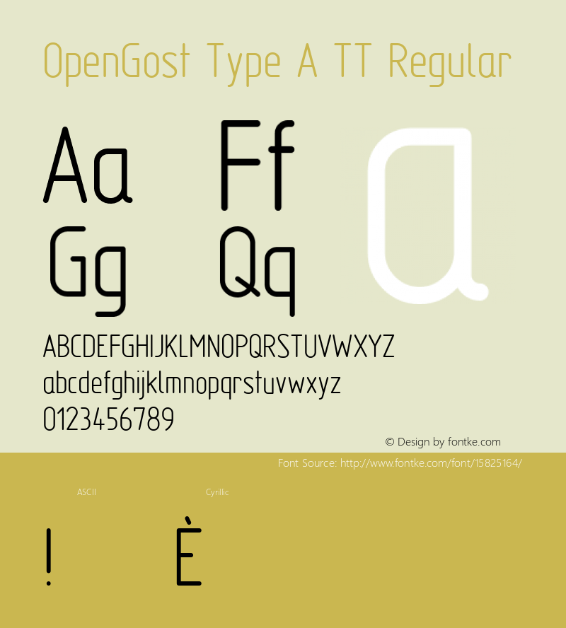 OpenGost Type A TT Regular Version 0.3 ; ttfautohint (v1.4.1) Font Sample