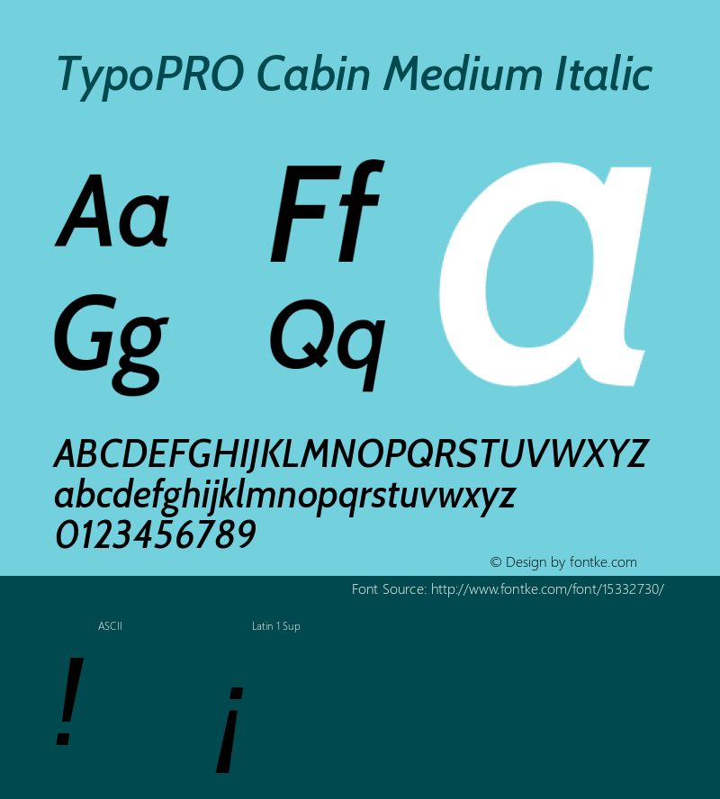 TypoPRO Cabin Medium Italic Version 1.005 Font Sample